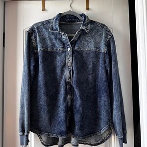 Jane and Delancey Vintage Wash Blue Denim Button-Up Shirt